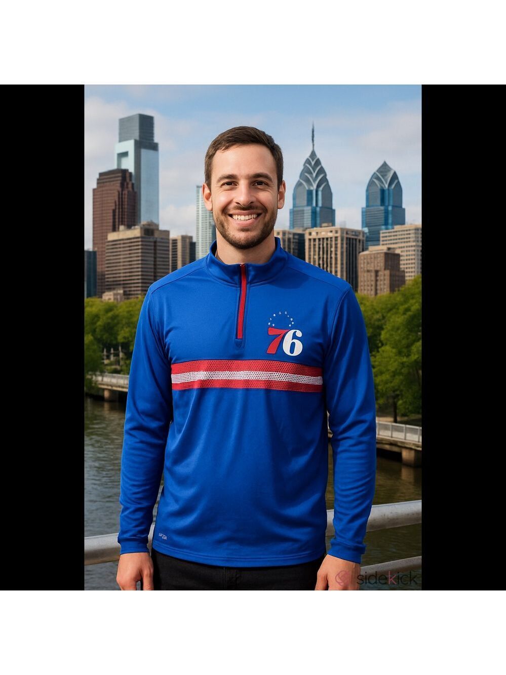 Nba Philadelphia 76’ers 1/4 Zip Long Sleeve Shirt Size Medium